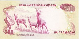 Vintage South Vietnamese Currency 200 Dong 1972 Rare Bank Note Money photo