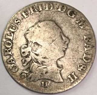 Germany,  German States,  Grand Duchy Of Baden 1769 Hw 10 Kreuzer Silver Coin photo