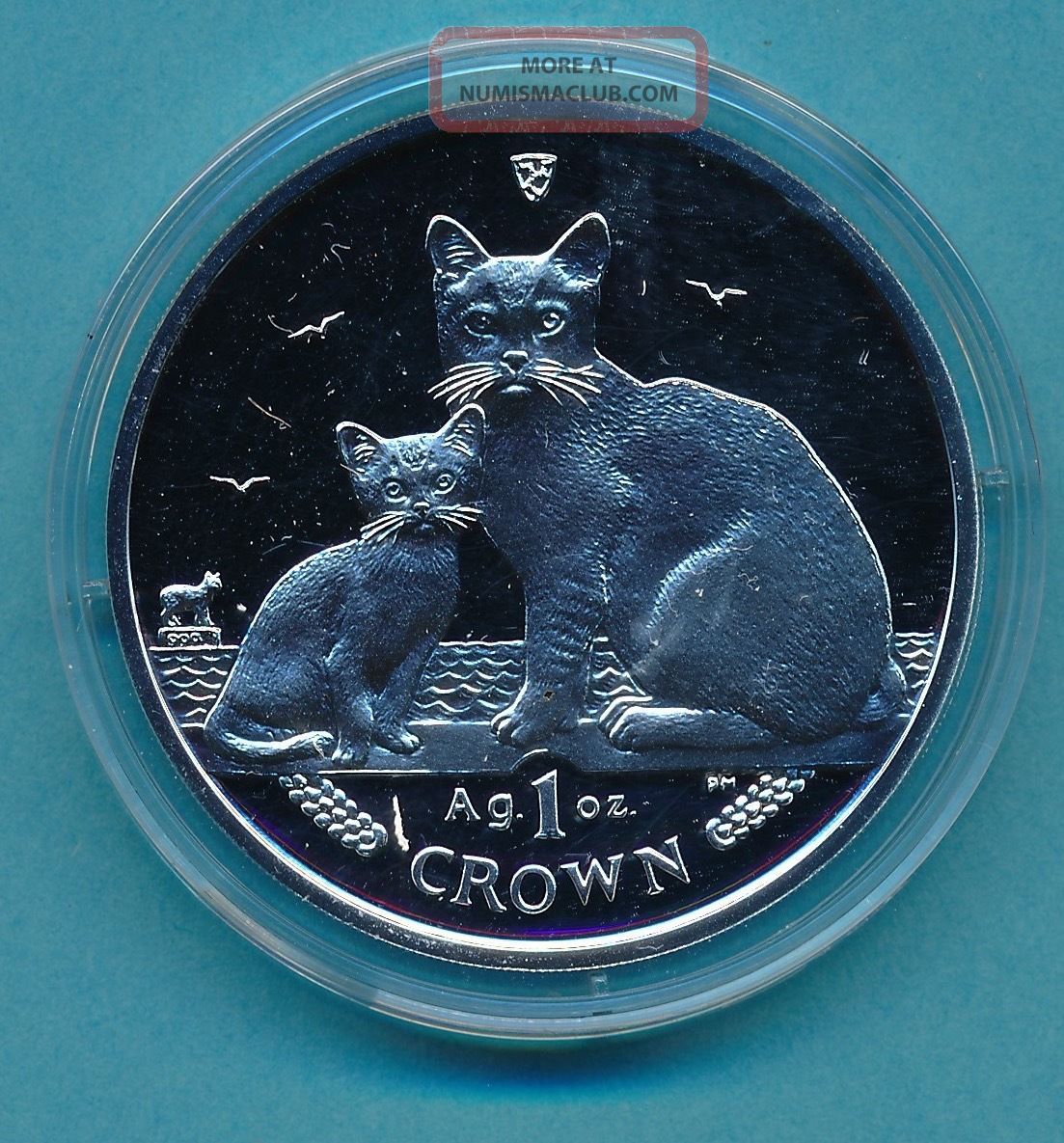 2008 Isle Of Man 1 Oz Silver Cat Coin - United Kingdom UK (Great Britain) photo