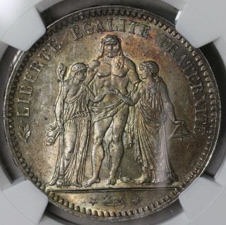 1876 - A Ngc Ms 63 France Silver 5 Francs Hercules Group Coin (16020901d) photo