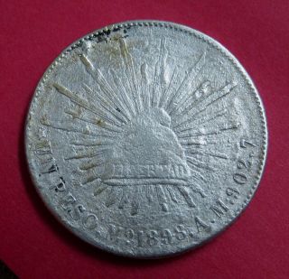 1898 Mo A.  M.  Mexico 1 Peso Silver photo