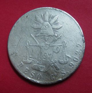 1873 Go S.  Mexico 1 Peso Silver photo