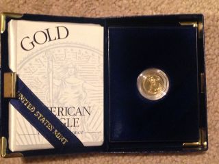 1999 - W 1/10 Oz Proof Gold Bullion Coin With Authenticity photo