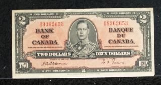 Rare Canada 1937 $2 Banknote - Variety 59a - Osborne/towers photo
