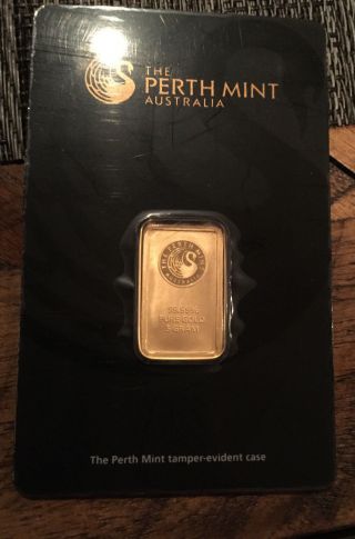 5 Gram Gold Bar Perth 99.  99 24k Gold In Assay Nr $$$ photo