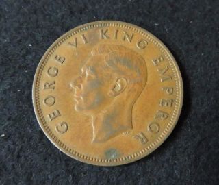1942 Zealand 1 Penny Coin Circulated U Grade Fc 201 photo