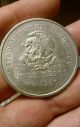 Raw 1950 Mexico 5 Peso Railroad Silver Coin Mexican Coin Mexico photo 1