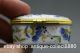 49mm China Colour Porcelain Blue Flower Leaf Decorative Border Vogue Jewelry Box Coins: Ancient photo 2