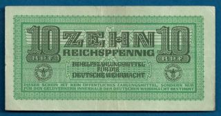Ww2 German Armed Forces 10 Reichspfennig 1942 M - 34 Military Payment Certificate photo