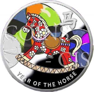 Niue 2013 1$ Rocking Horse - Lunar Year Of The Horse 1/2oz Proof Silver Coin photo