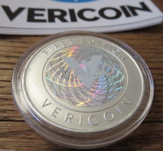 Limited Edition Physical Vericoin Round - 1 Oz.  999 Fine Silver With Hologram photo