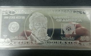 4 Troy Oz Silver $5 Dollar Bill Silver Bar,  Made Of.  9999 Fine Silver photo