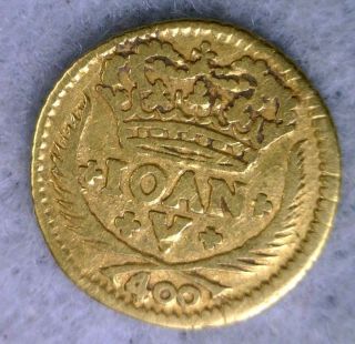 Portugal 400 Reis 1721 Gold Coin (stock 0491) photo