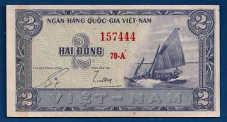 South Vietnam (viet Nam) 2 Dong Nd - 1955 P - 12 Boat / River Scene Note photo