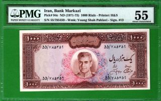 Ll R A N - 1971 - 73 M R.  Shah Pahlavi 1000 P94c Banknote Pmg55 About Unc photo