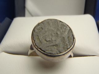Hand Made Sterling Silver Ancient Coin Ring Size 8.  5 With Bronze Ancient Coin photo
