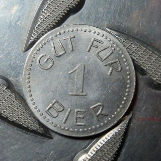 Germany - Ww1 Beer Ration Coin - One Glass Lager Token - Rare German War Coinage/jeton photo