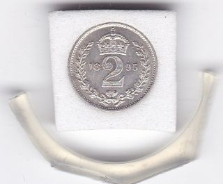 1895 Queen Victoria Maundy Two Pence (m2d) Silver (92.  5) Coin photo