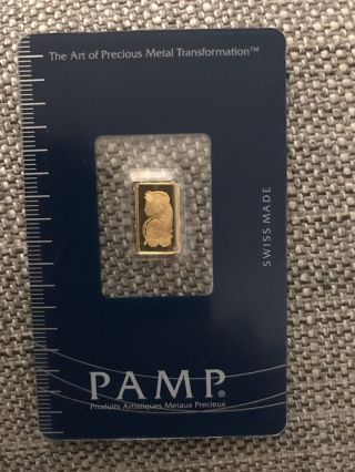 Awesome Pamp 1g.  9999 Fine Suisse Gold Goddess Fortuna On Assay photo