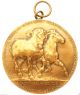 Galloping Belgian Draft Horses - 1914 Antique Art Medal Pendant Signed Jul Lagae Exonumia photo 1