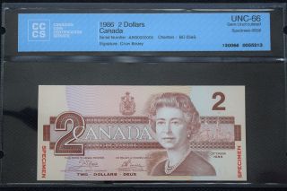 Bank Of Canada Crow/bouey $2 1986 Bc - 55as Specimen Gem Unc66 photo