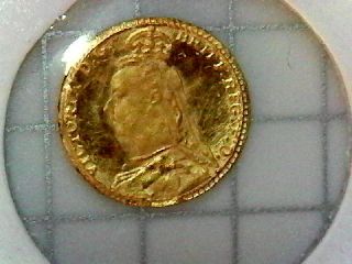 Queen Victoria Jubilee Head Solid 8 Karat Gold 10mm Miniature Sovereign Design photo
