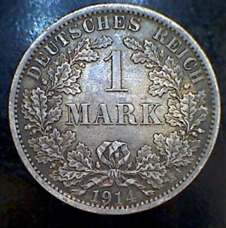 1914 - A 1 One Mark Germany 5.  55 Gr.  900 Silver Coin Ms Km 14.  1606 Asw Rare photo