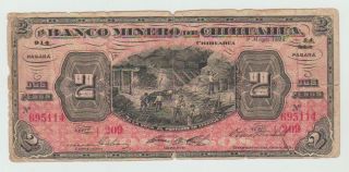 Mexico Frampton M153 1914 El Banco Minero De Chihuahua 2 Pesos Abpc photo