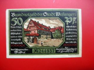 German Notgeld 1921 50 Pfennig Stadt Of Wafungen photo