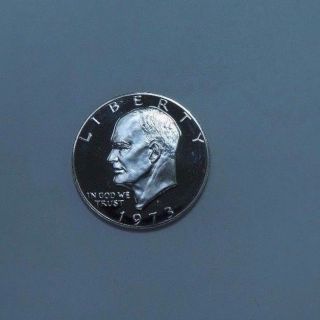 1973 - S Silver Eisenhower (ike) Dollar // Gem Proof Dcam // Key Date (ie411) photo