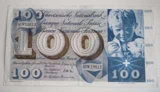 Switzerland 100 Franken Francs 1965 photo