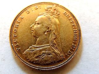 1887 British One Sovereign Victoria Gold Coin photo