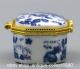 49mm Chinese Blue And White Porcelain Flos Rosae Rugosae Leaf Vogue Jewelry Box Coins: Ancient photo 4