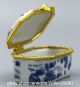 49mm Chinese Blue And White Porcelain Flos Rosae Rugosae Leaf Vogue Jewelry Box Coins: Ancient photo 6