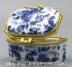 49mm Chinese Blue And White Porcelain Flos Rosae Rugosae Leaf Vogue Jewelry Box Coins: Ancient photo 7
