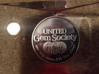 United Gem Society United Way Ada County Rare 1 Troy Oz.  999 Fine Silver Round photo