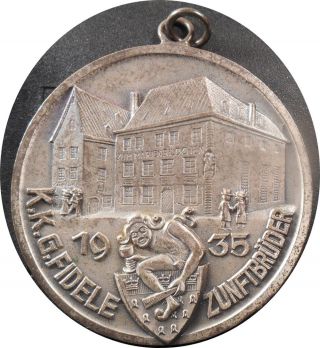 1935 Cologne Fidele Zunftbrüder – Carnival With Zum Marienbildchen Ar/ae Medal photo