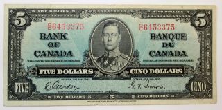 $5 1937 King George V1 Bank Of Canada photo