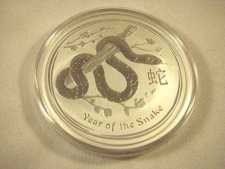 2013 - 2 Ounce Australian Silver Lunar Snake Australia Coin $2 Low Mintage photo