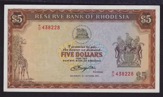 Rhodesia 5 Dollars 1978 P32b Unc photo
