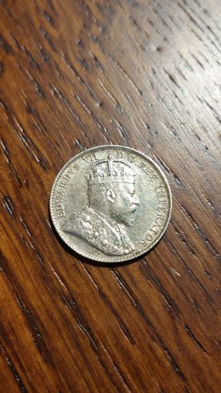 1910 Canada 5 Cent Silver Coin Higher Grade photo