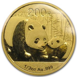 2011 200 Yuan Peoples Republic Of China 1/2 Oz.  999 Gold Panda photo