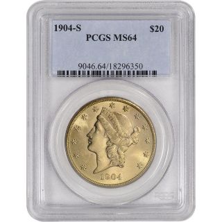 1904 - S Us Gold $20 Liberty Head Double Eagle - Pcgs Ms64 photo