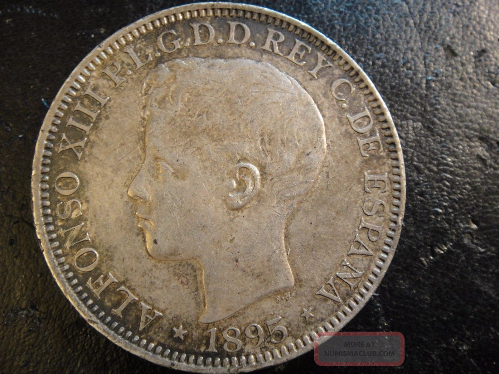 1895 Pgv Puerto Rico Silver Peso.  About Unc To Uncirculated.  Surfaces. North & Central America photo