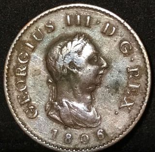 Colonial Coin 1806 Great Britain Copper Antique Penny King George Britannia photo