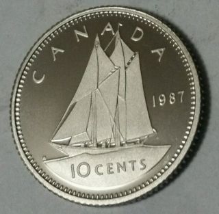 1987 Canada 10 Cent Proof Ultra Heavy Cameo Dime. photo