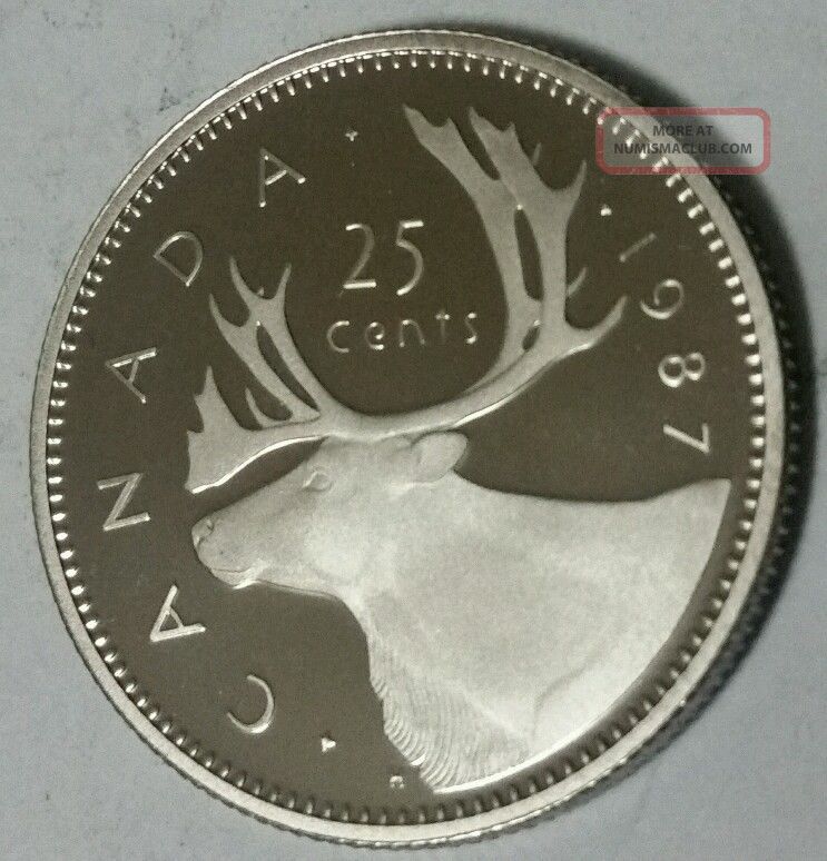 1987 Canada 25 Cents Proof Ultra Heavy Cameo Quarter. Coins: Canada photo