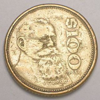1984 Mexico Mexican 100 Pesos Carranza Eagle Coin F, photo