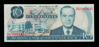 Costa Rica 10 Colones 1987 Pick 237b Unc Banknote. photo