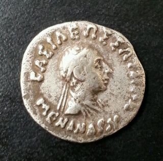 Indo - Greek Menander 155 - 130 B.  C.  Silver Drachm 2.  24 Grams L@@k photo